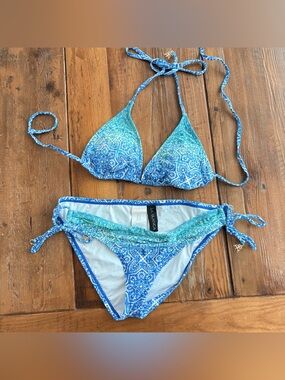 La Blanca Blue & Aqua Paisley Tie Bikini